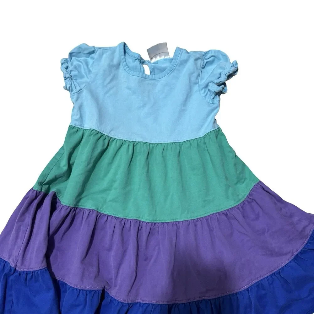 Hanna Andersson BlueColorful Colorblock Rainbow Twirl Cotton Dress 100 4t